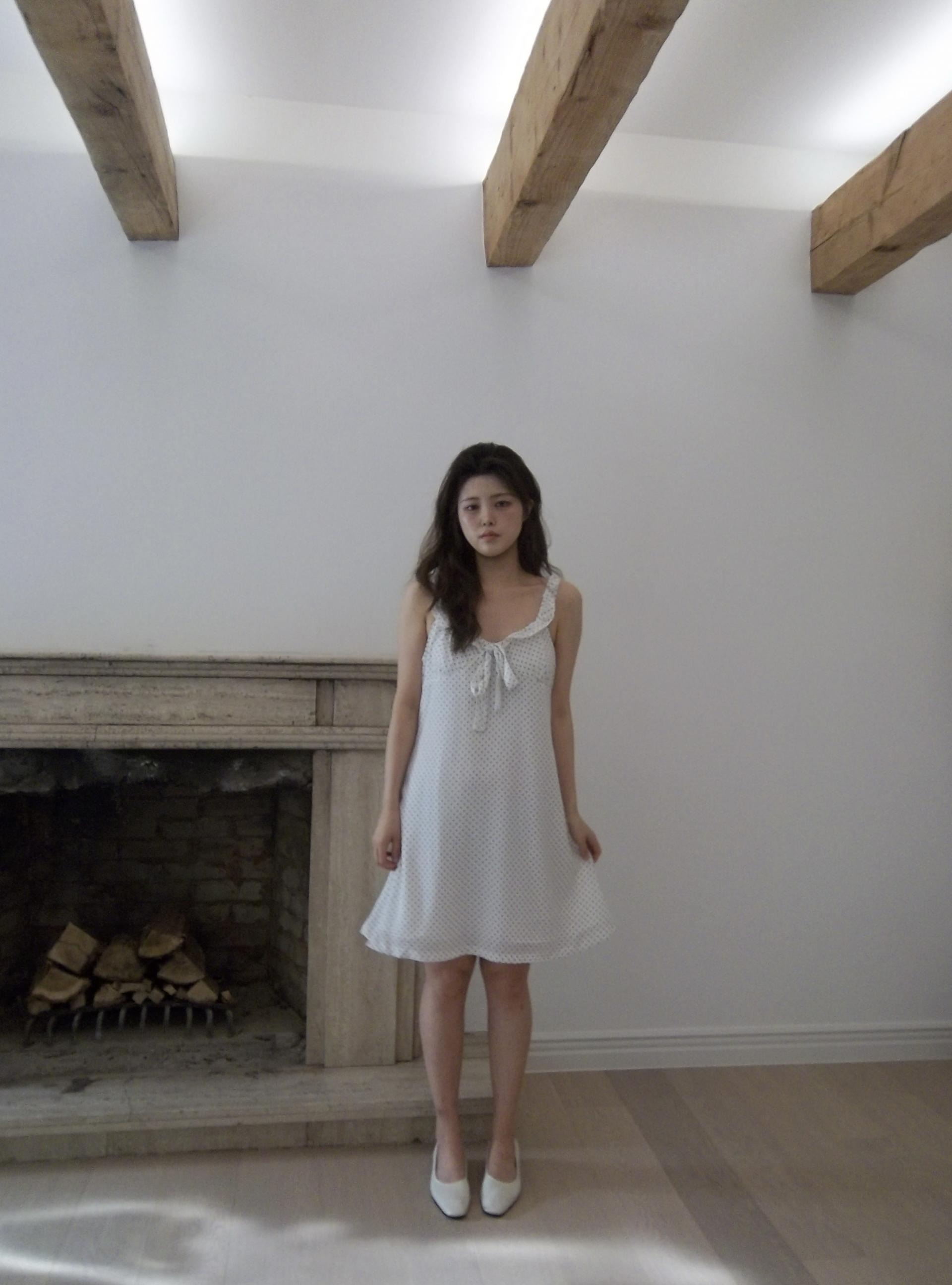 [자체제작] 에센스 도트 끈 원피스 WHITE