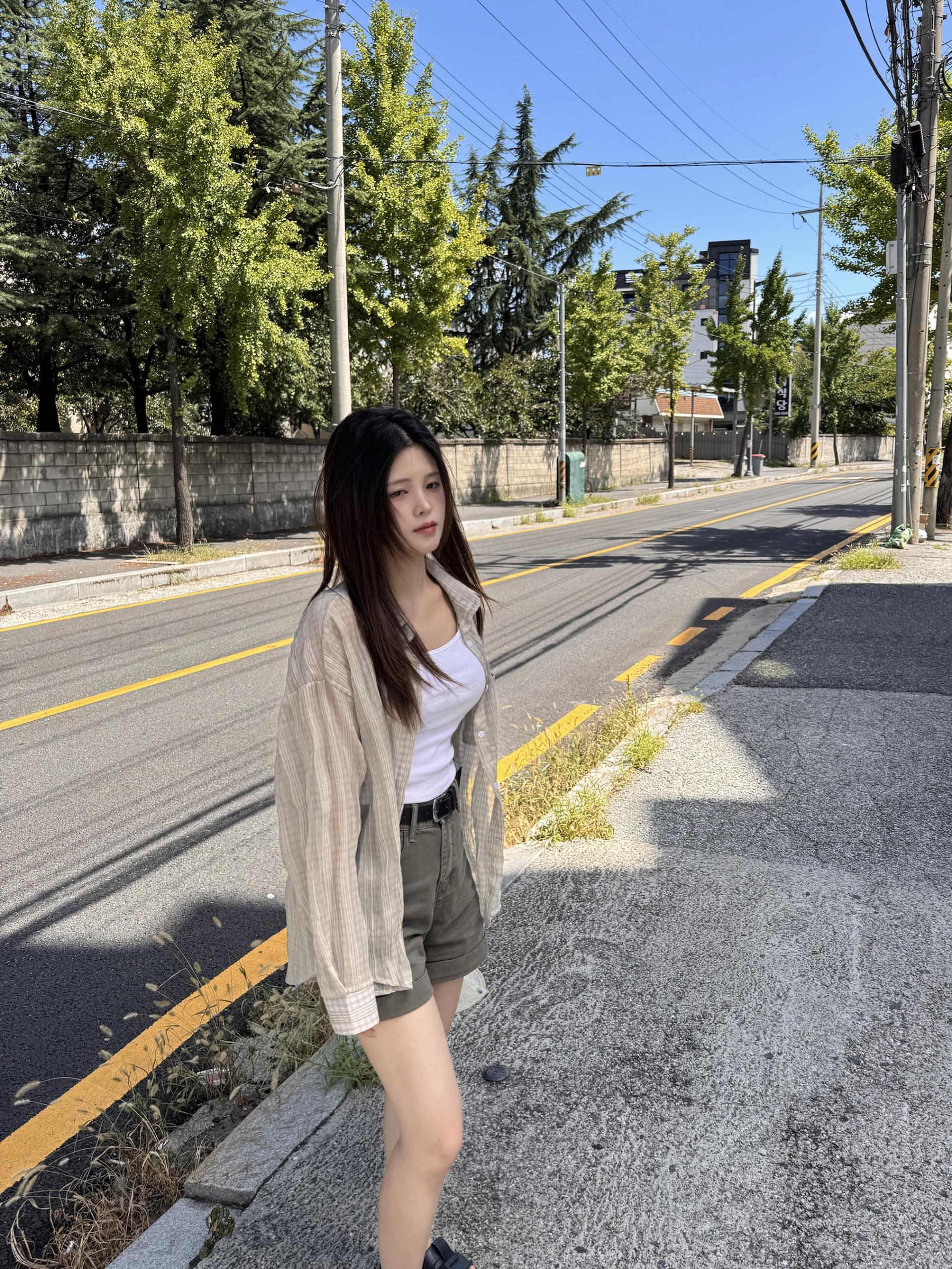 (당일발송) 베이 체크 긴팔 시스루 셔츠 - 2color