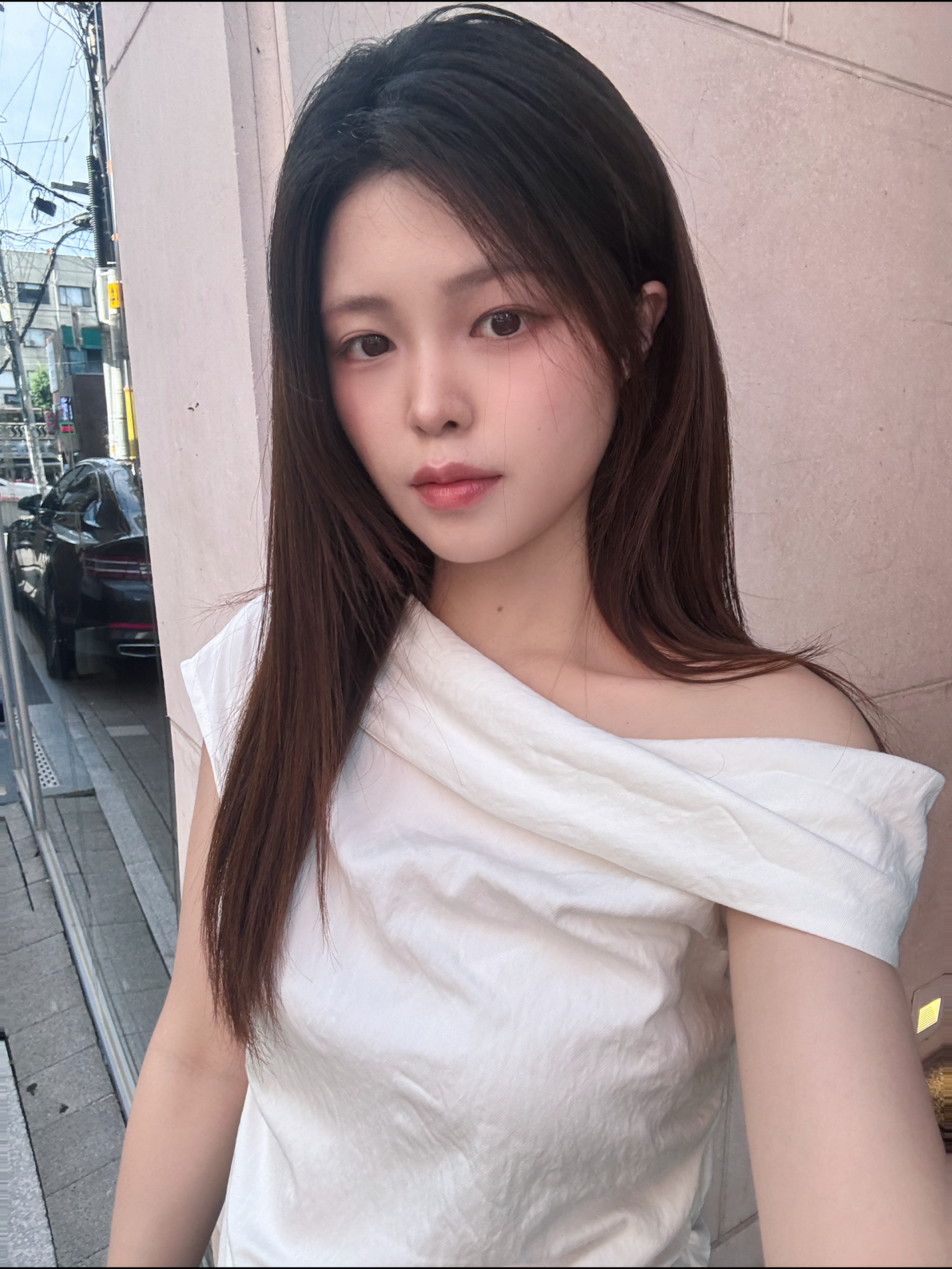 (당일발송) 오니 원숄더 슬리브리스 블라우스 -2color