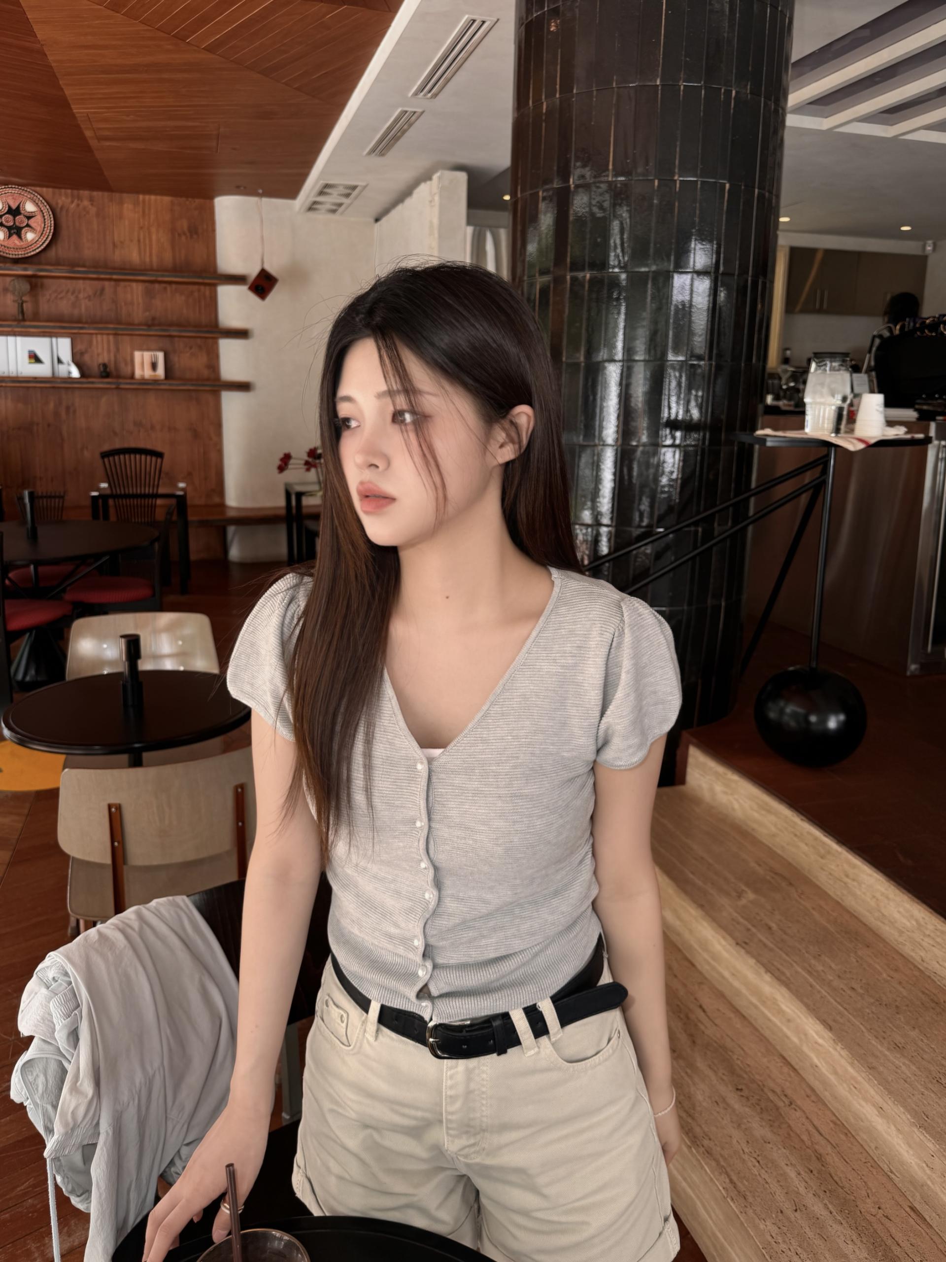 (당일발송) 리브 퍼프 반팔 가디건 - 2color