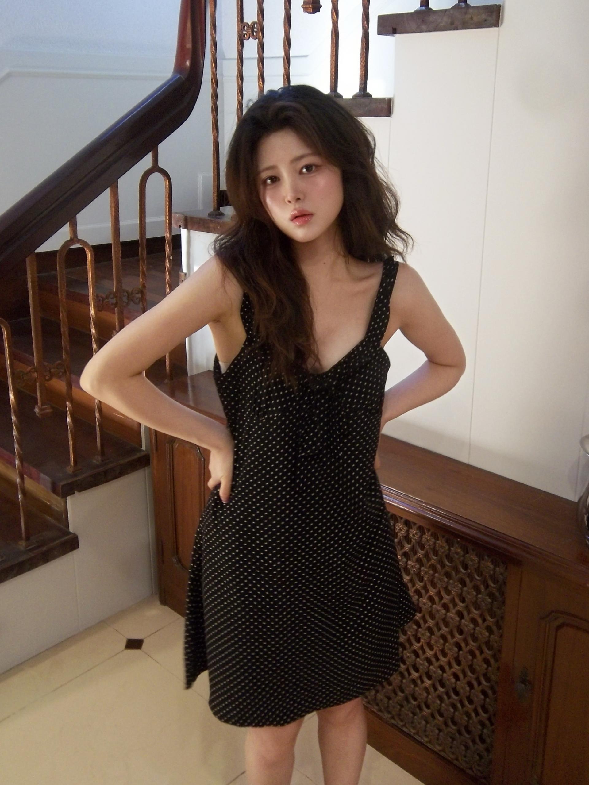 [자체제작] 에센스 도트 끈 원피스 BLACK