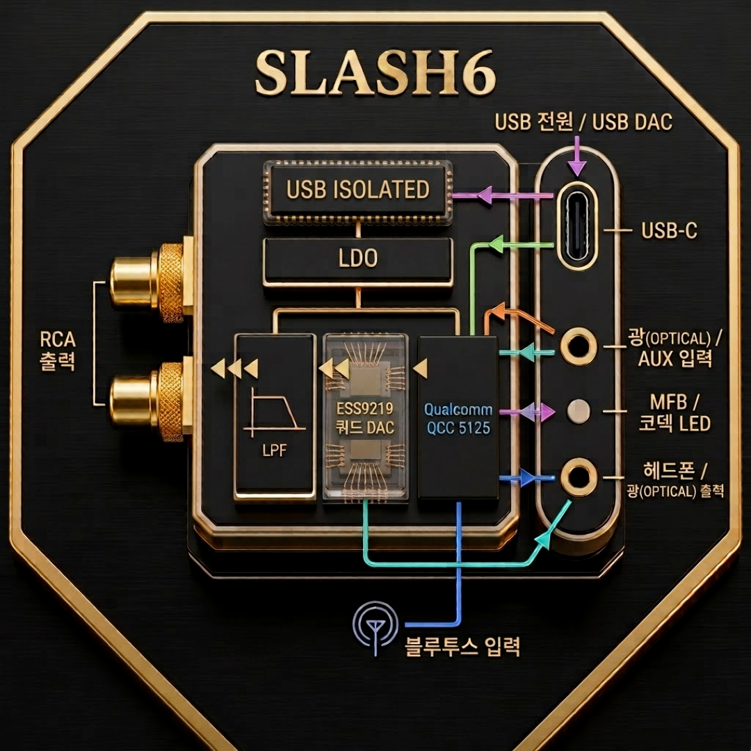 [본사직영] 디오 SLASH6 Hi Res 블루투스 USB DAC (고음질 LDAC 광입출력 AUX)