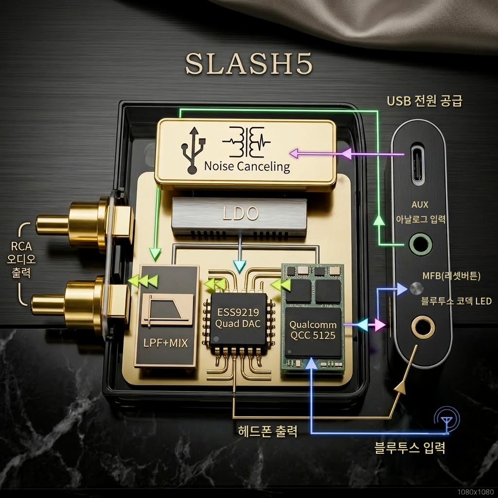 [본사직영] 디오 SLASH5 Hi-Fi 블루투스 DAC (고음질 LDAC, RCA 헤드폰 AUX)