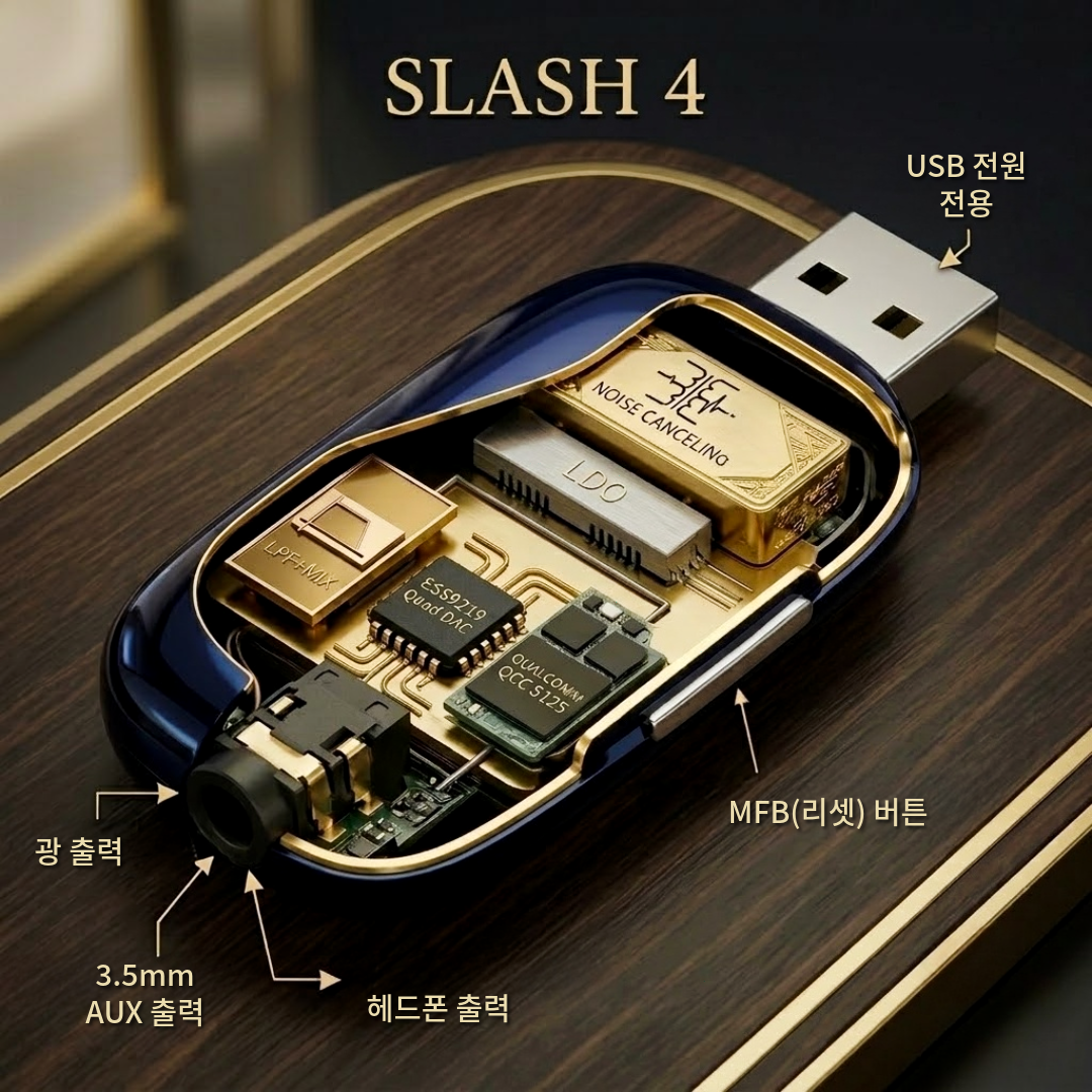 [본사직영] 디오 SLASH4 차량용 블루투스 DAC (고음질 LDAC AUX 광출력)