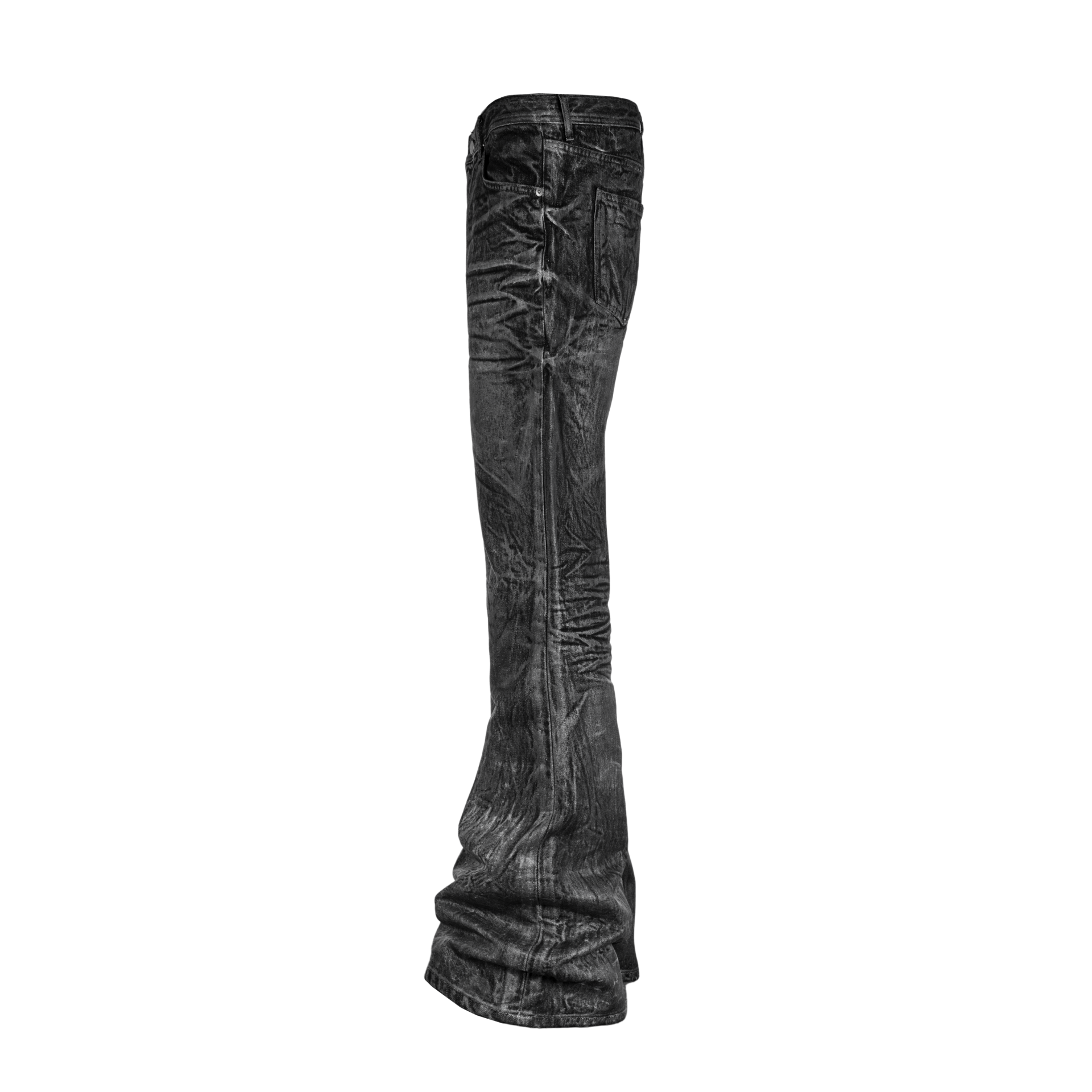 Black Dust Coated Flare Jeans