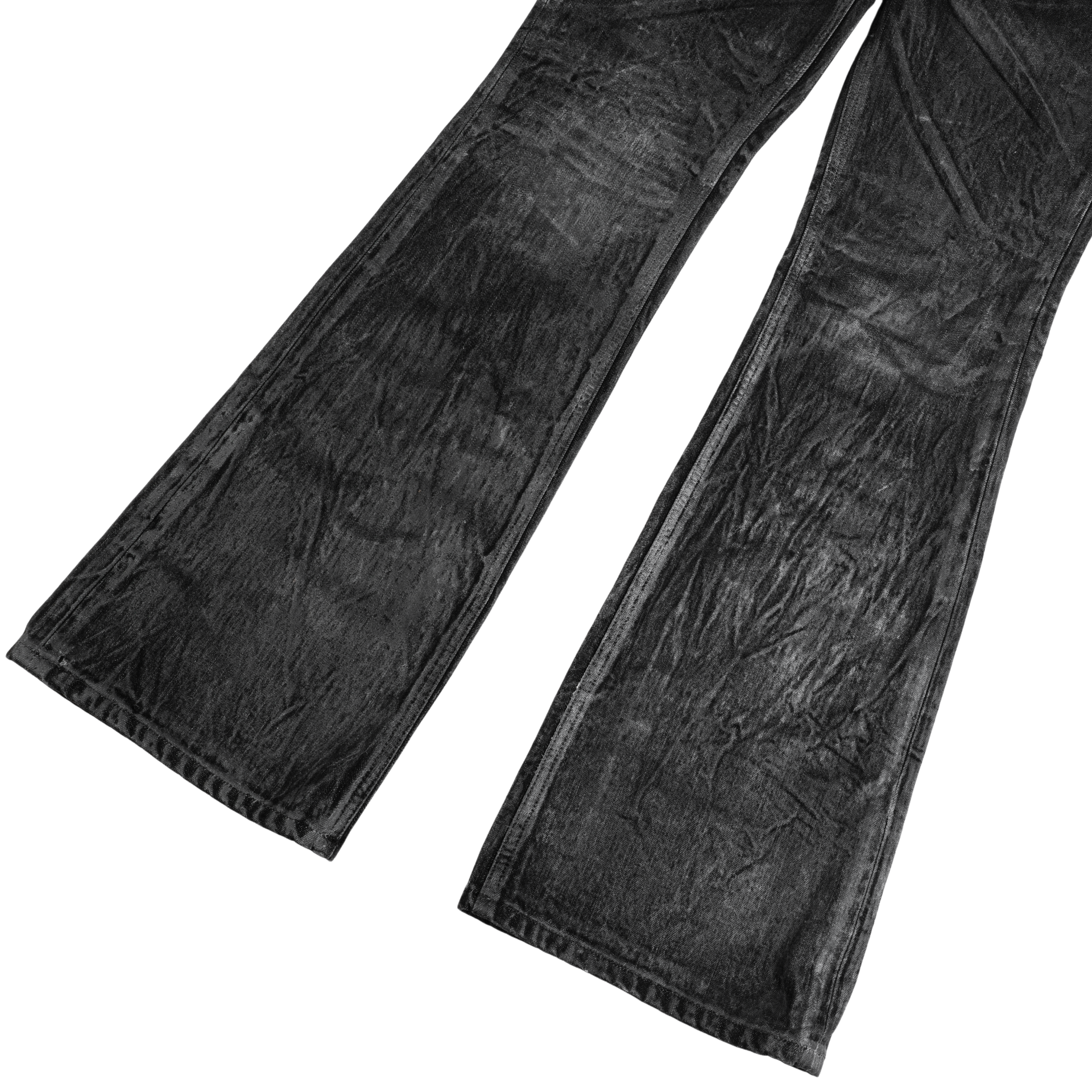 Black Dust Coated Flare Jeans