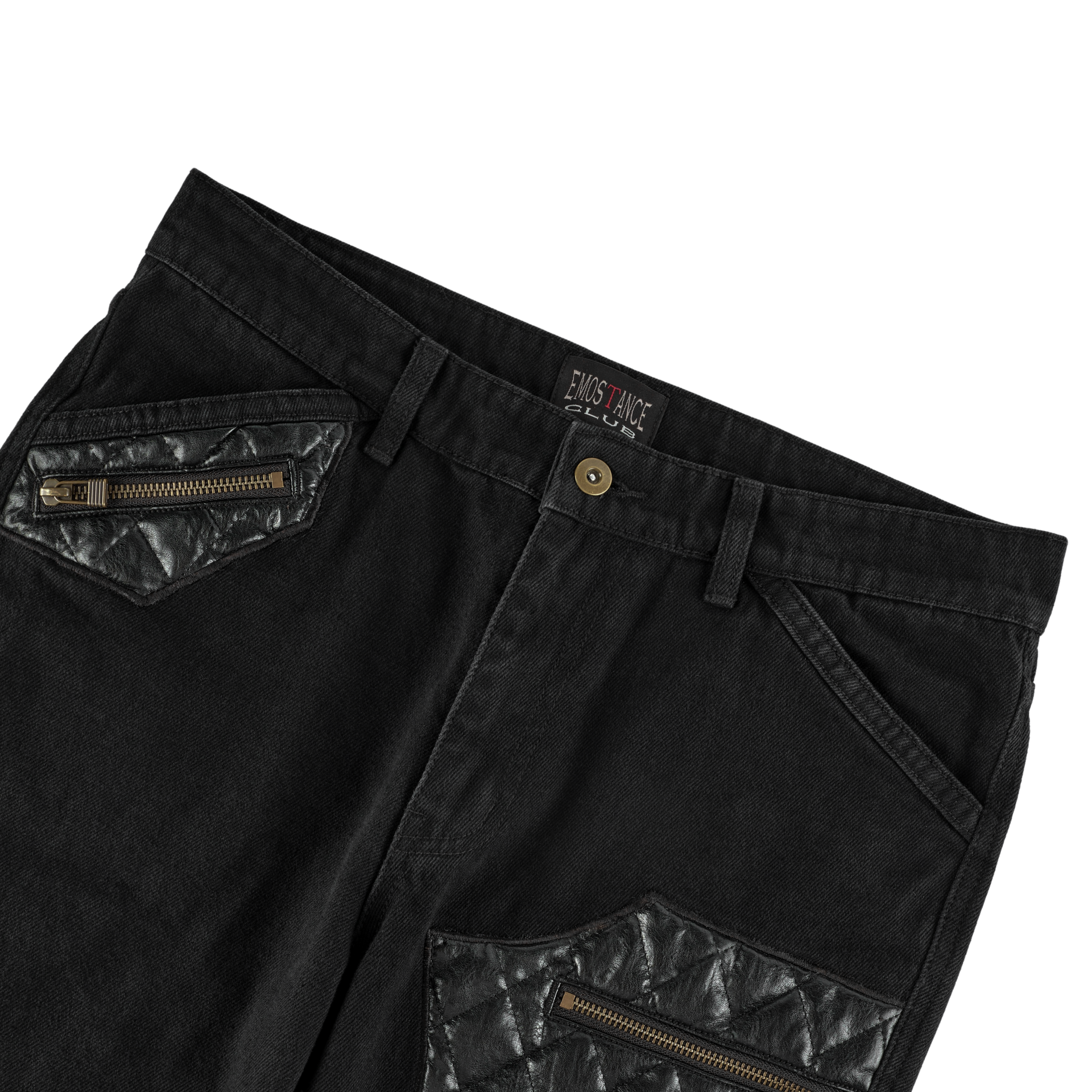 LEATHER PATCH FLARED JEANS - V3