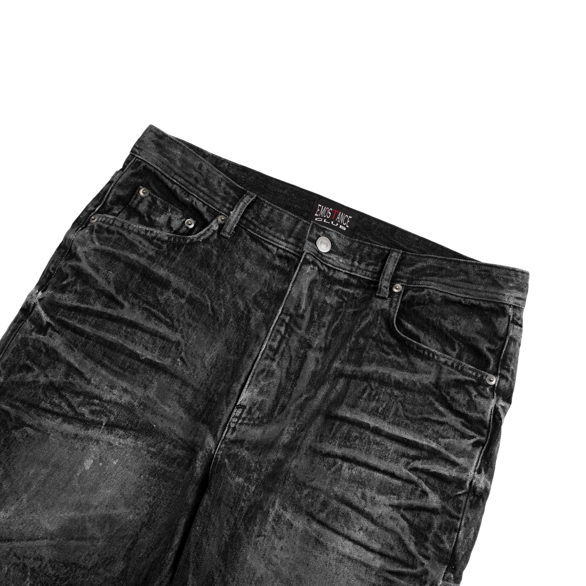 Black Dust Coated Flare Jeans