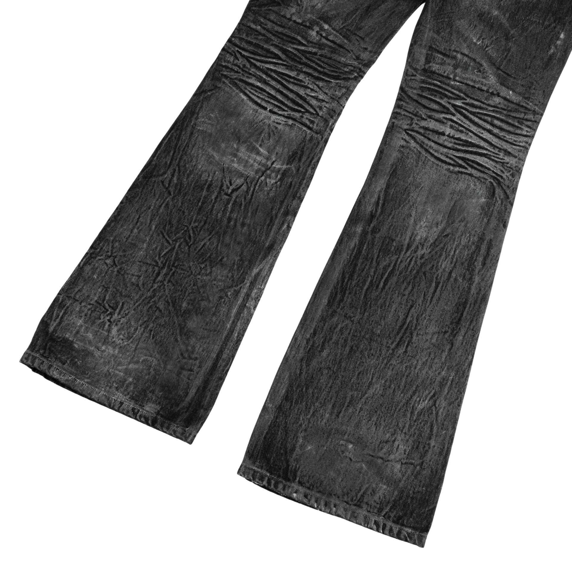 Black Dust Coated Flare Jeans