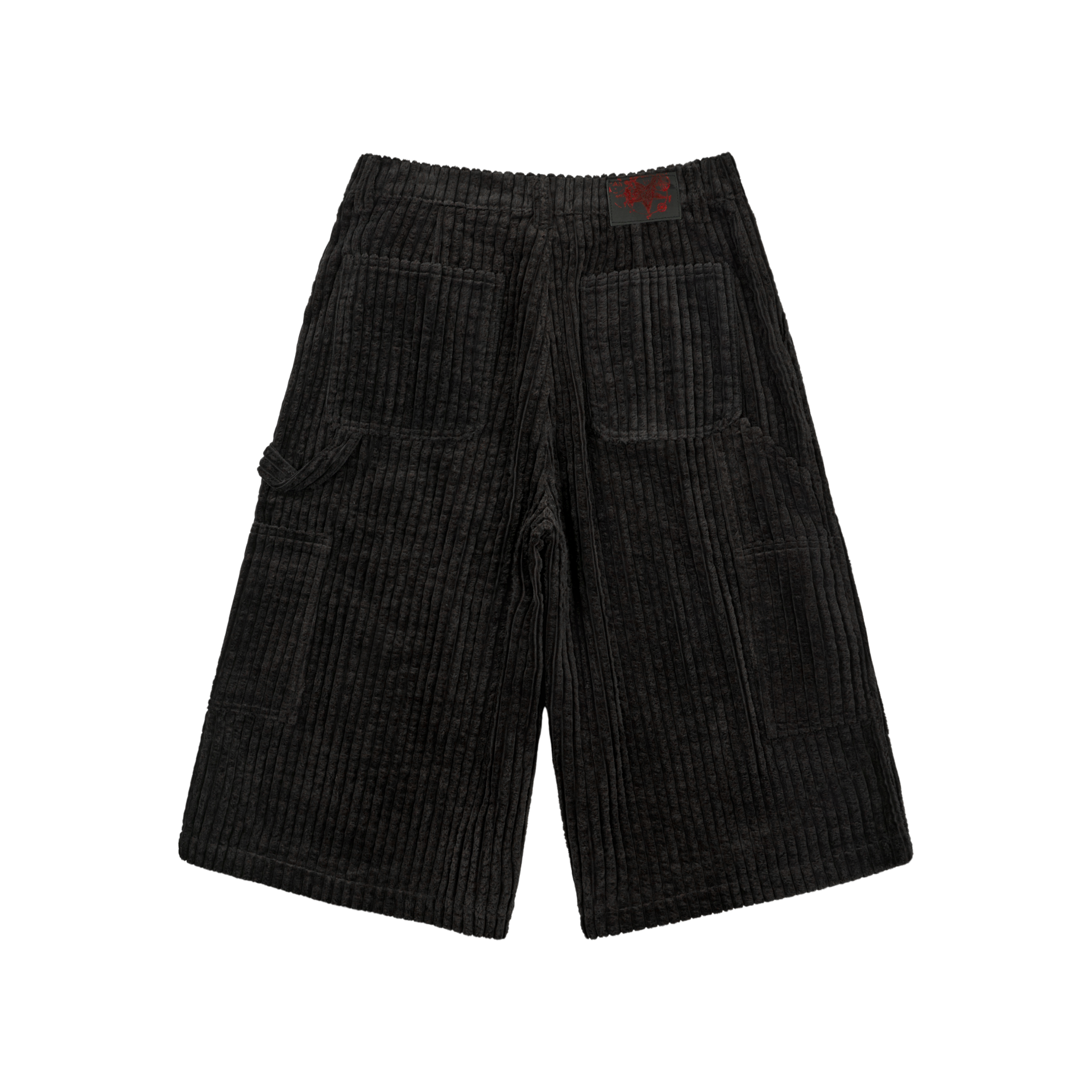 BLACK CORDUROY CARPENTER BERMUDA SHORTS
