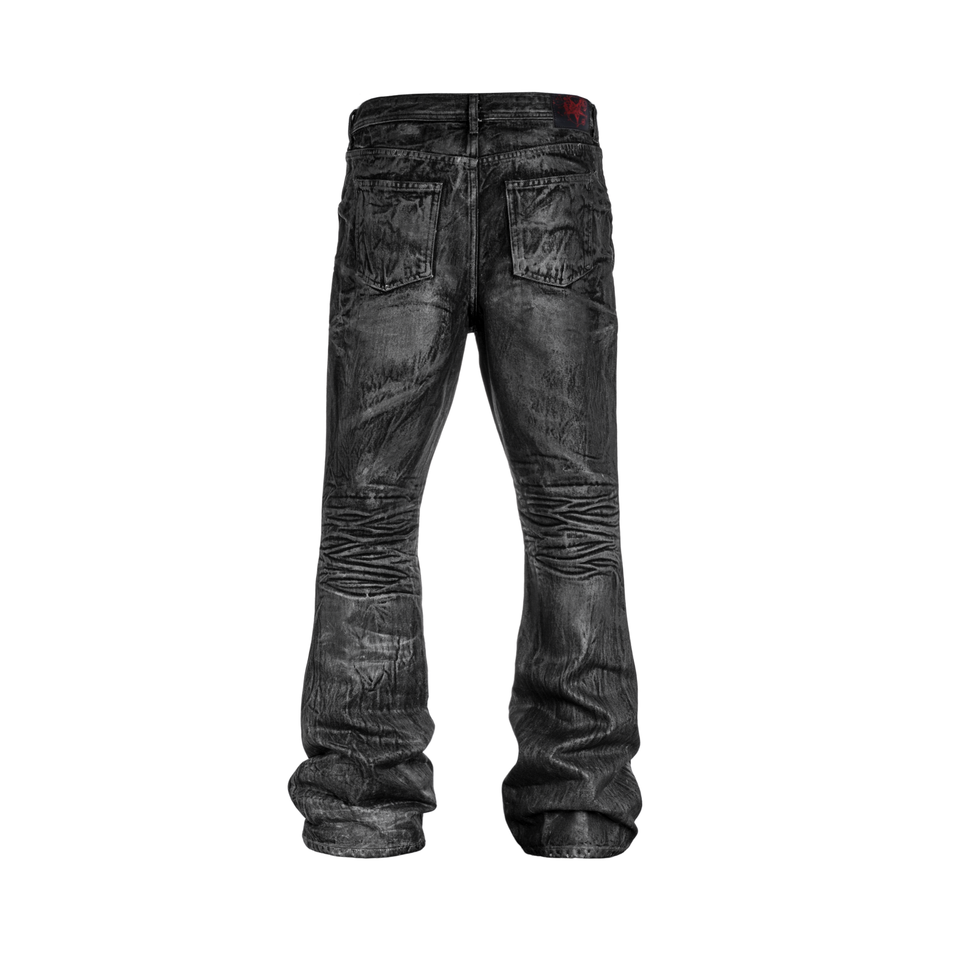 Black Dust Coated Flare Jeans