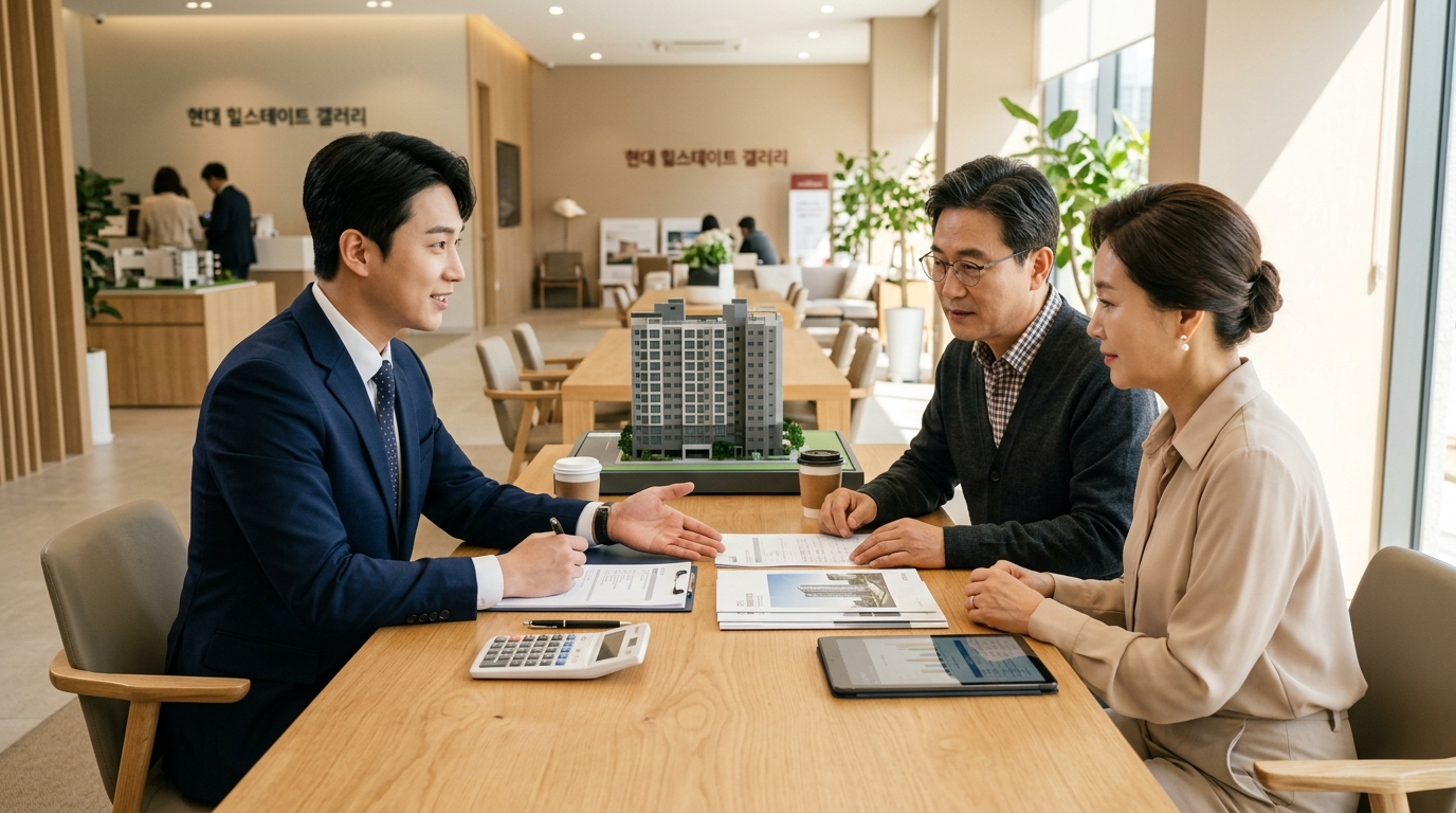 분양상담사 중도금 대출 상담 모습