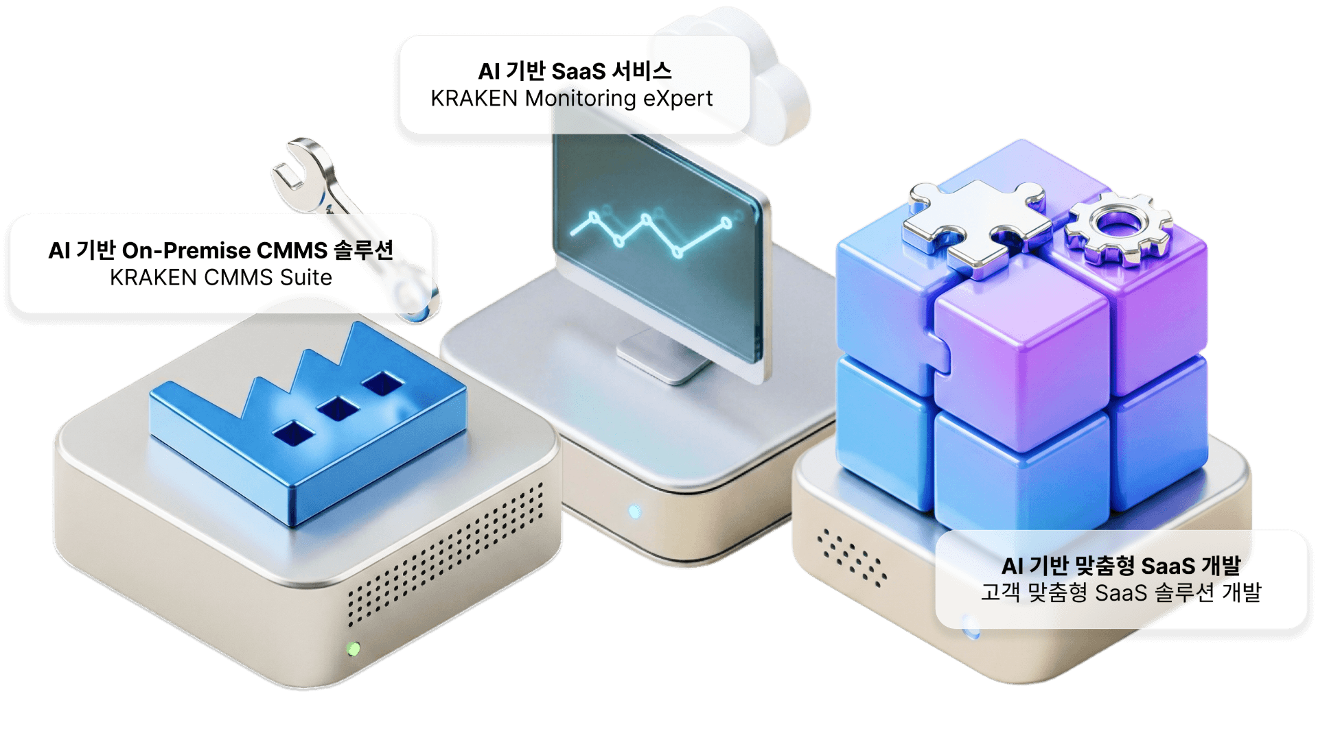 SmarterBuild AI 기반 산업 솔루션 - KRAKEN(크라켄) SaaS, On-Premise CMMS 및 맞춤형 개발 서비스 소개