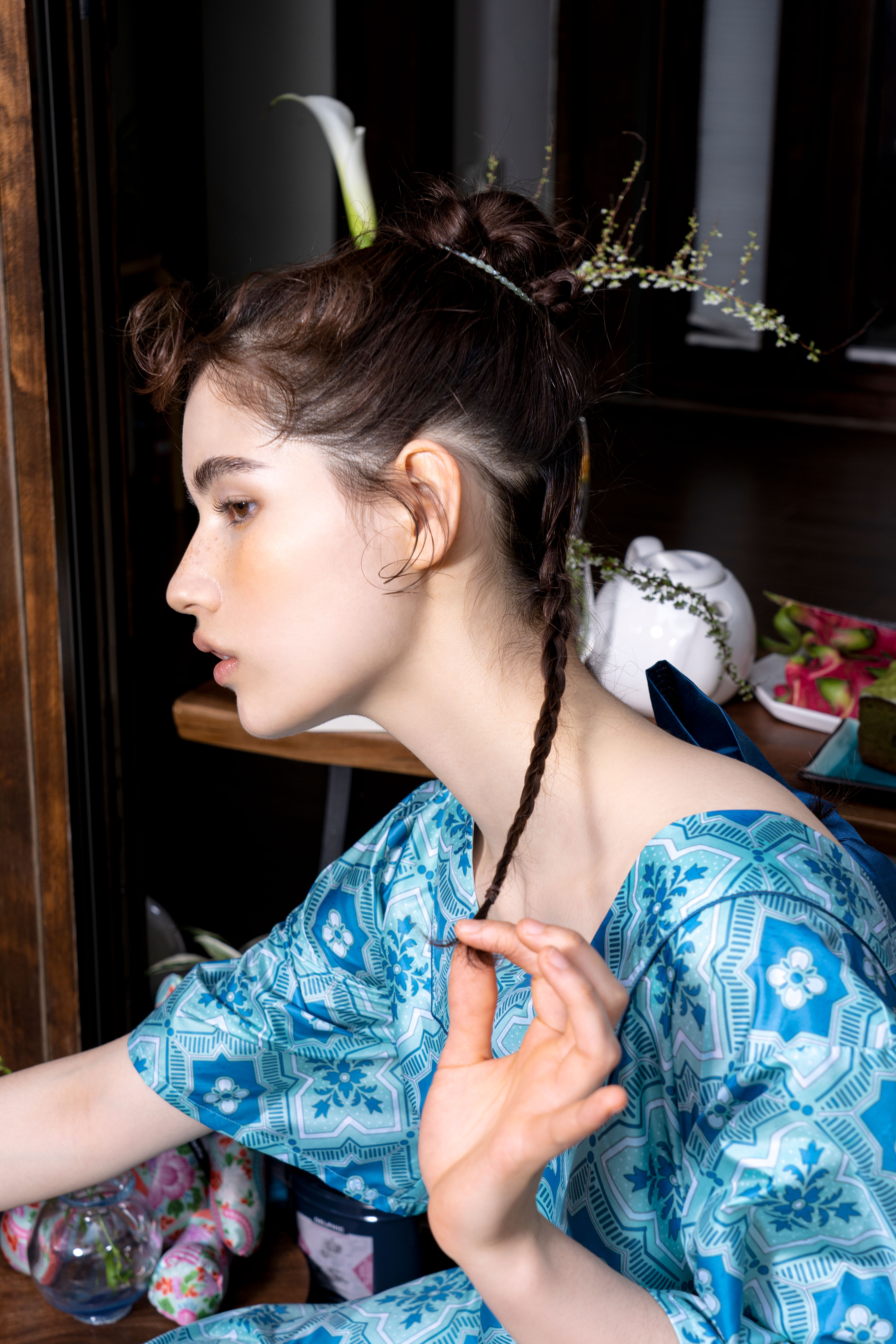 Square Neck Ribbon Dress_Jade green
