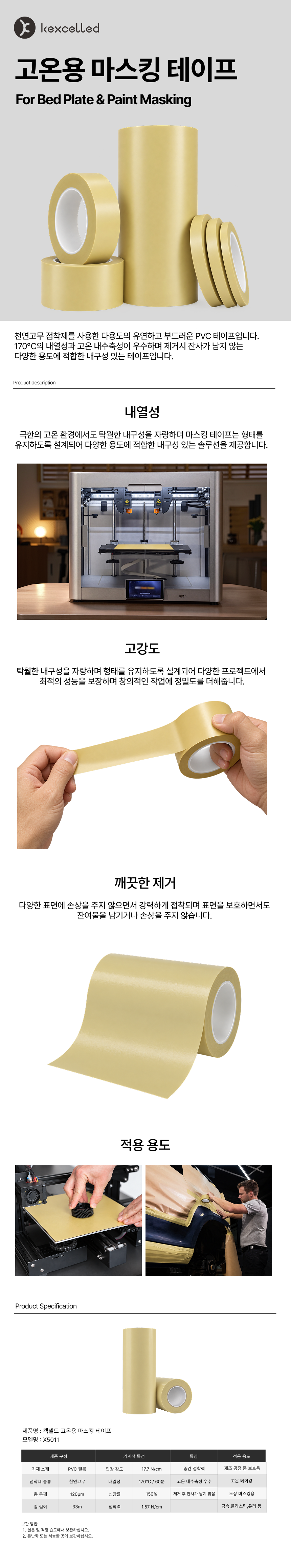 켁셀드 고온용 마스킹 테이프 X5011