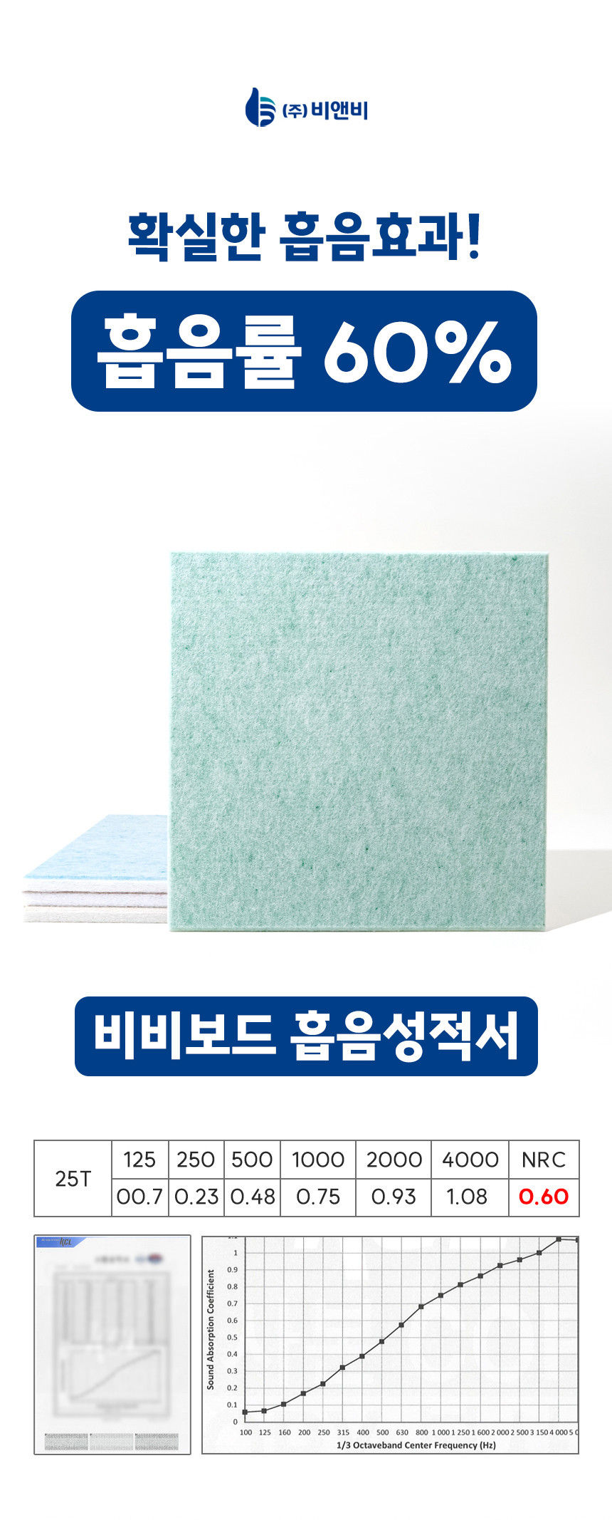 소리가 25mm 비방염 흡음재 비비보드