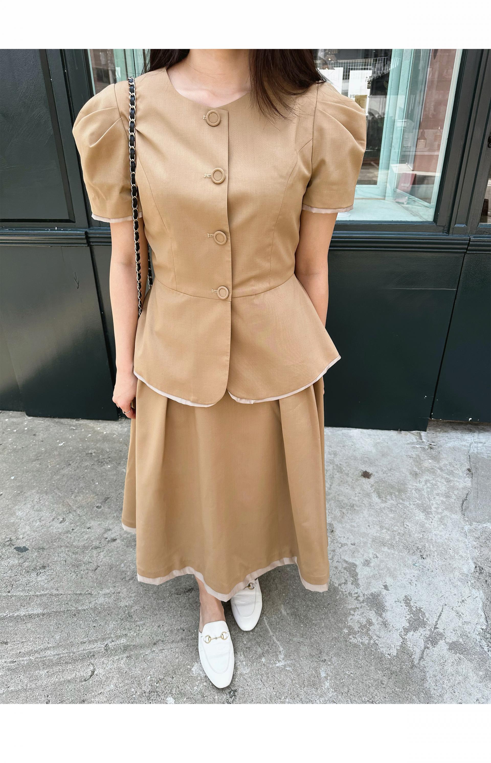 Grace Organza-Trim Wool Jacket (BEIGE)