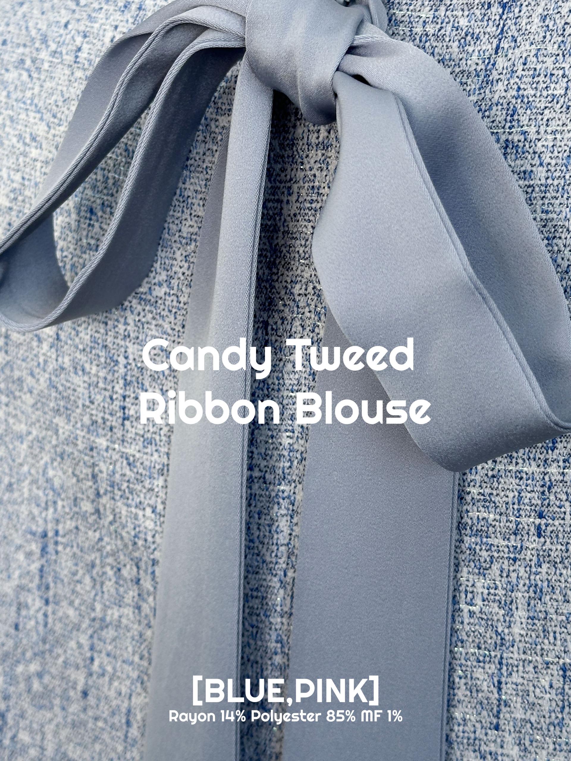 Candy Tweed Ribbon Blouse (2 Colors)