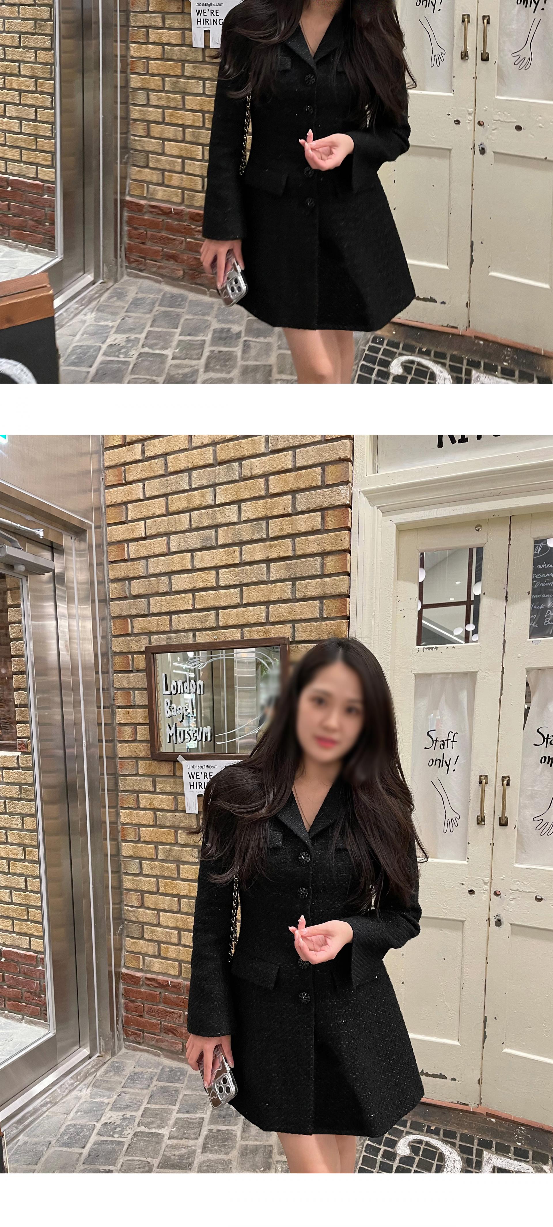 Hourglass Tailored Tweed Jacket (BLACK)