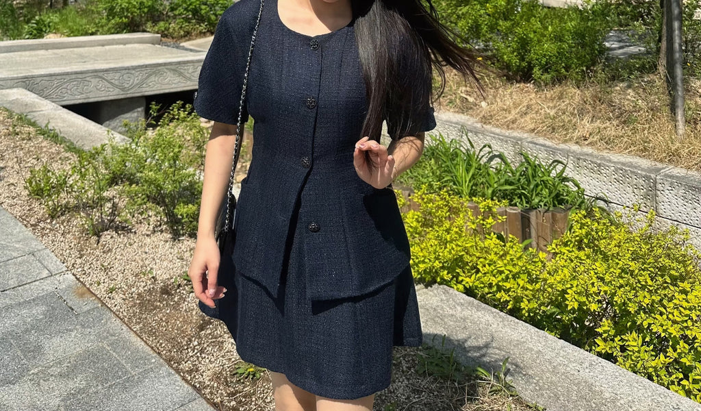 Grace Signature Tweed Mini Skirt (NAVY)