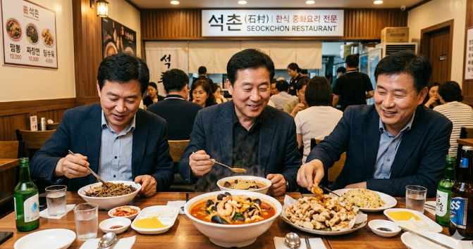 필리핀 마닐라 맛집 석촌식당에서 밥을 먹고있는 게스트 골드바 에이전시