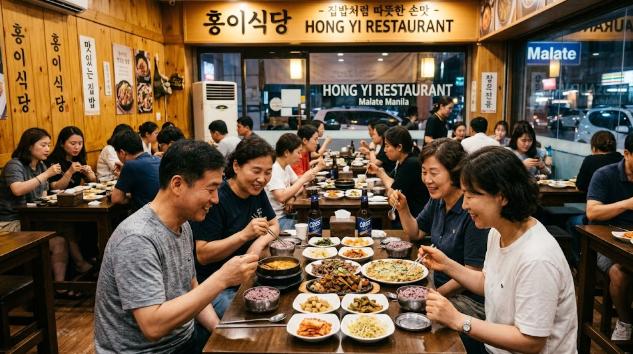 필리핀 마닐라 말라테 맛집 홍이 식당에서 식사를 하고 있는 사람들 골드바 에이전시