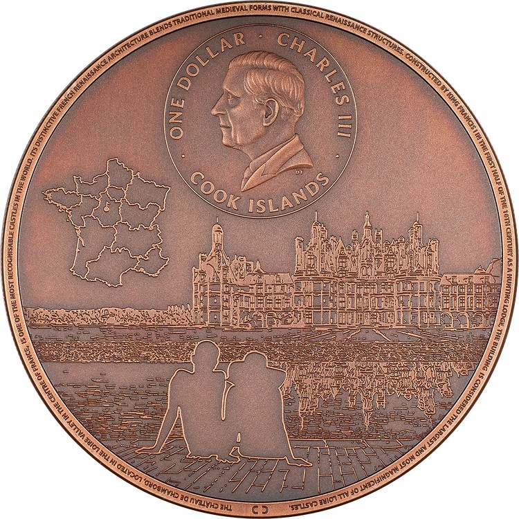 (8월 말 배송) 50g CIT 구리 2024 쿡 제도 Château De Chambord Antique finish Obverse
