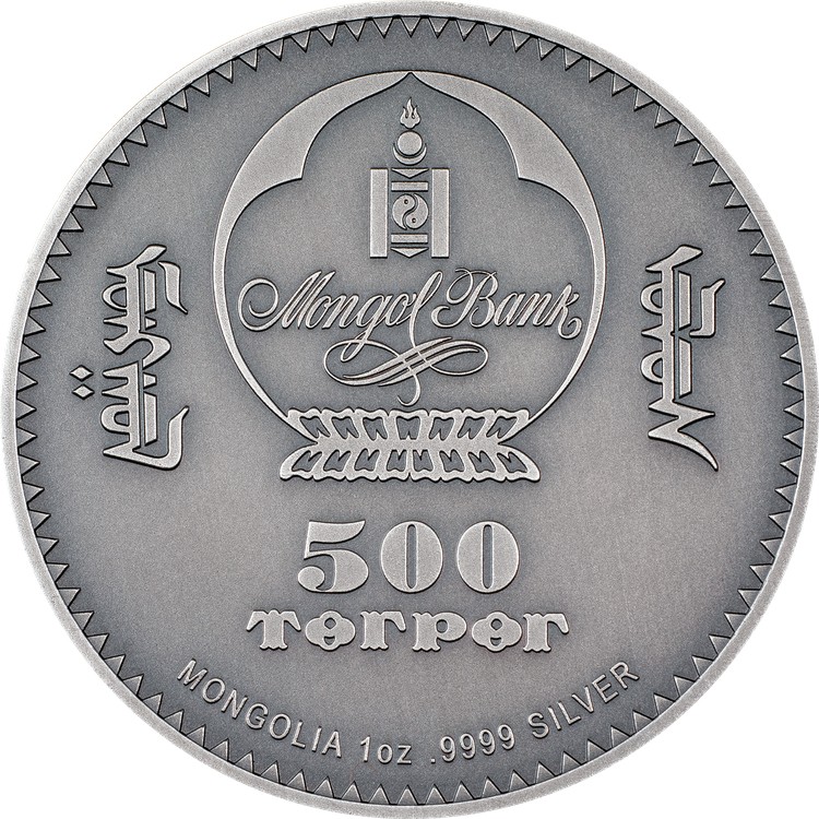 (8월 말 배송) 31.1g CIT 은 2024 몽골 Aves Antique finish · Partially Gilded · smartminting® Hochrelief 9999 Obverse