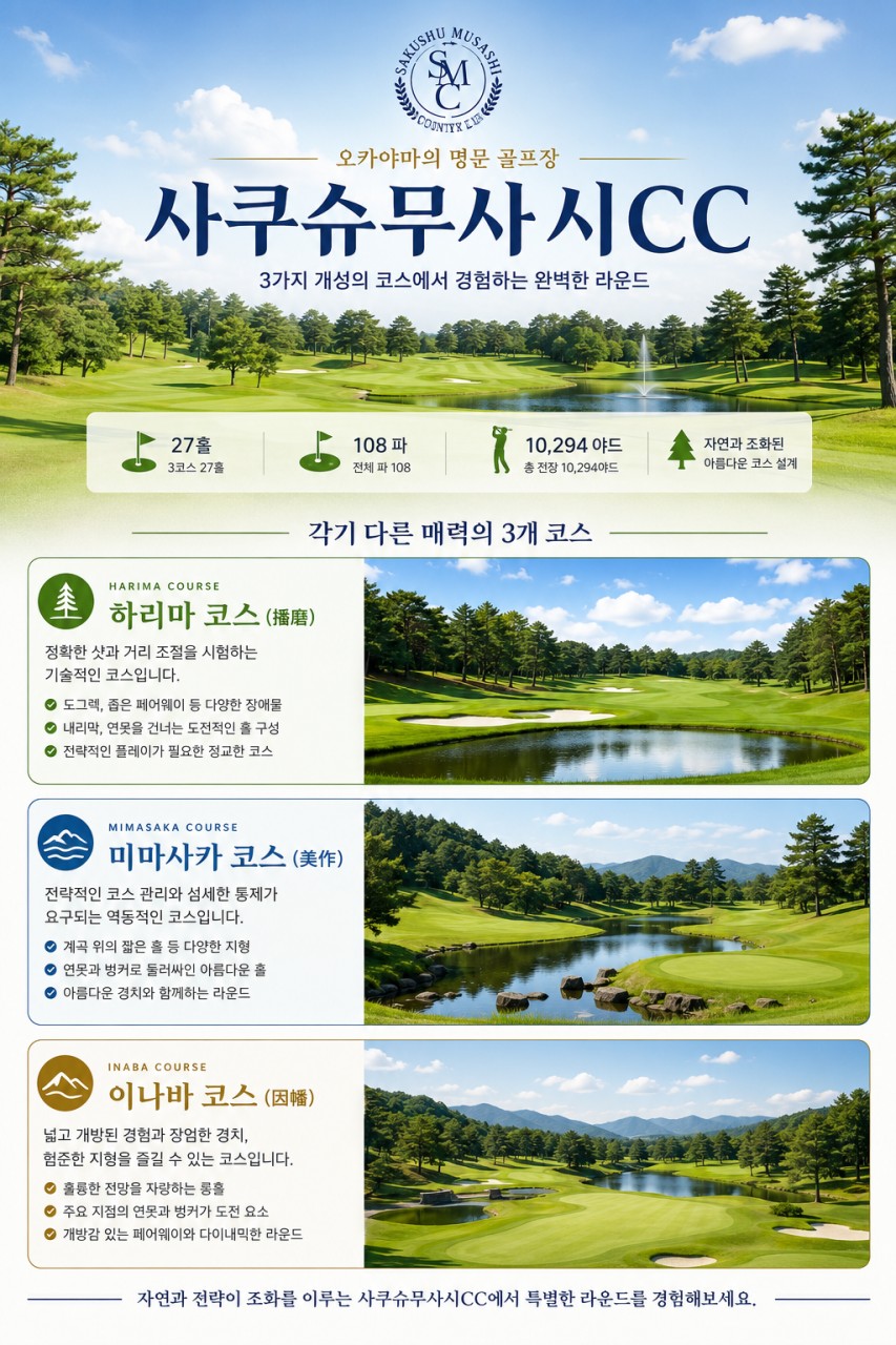 [프리미엄] 사쿠슈무사시 온천 골프리조트 - 주중체류일 9H서비스 포함