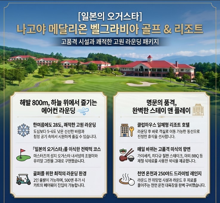 [에나고원] 해발 800m 한여름 27℃ 시원한 여름골프 - 메달리온 벨그라비아 골프리조트 3박4일