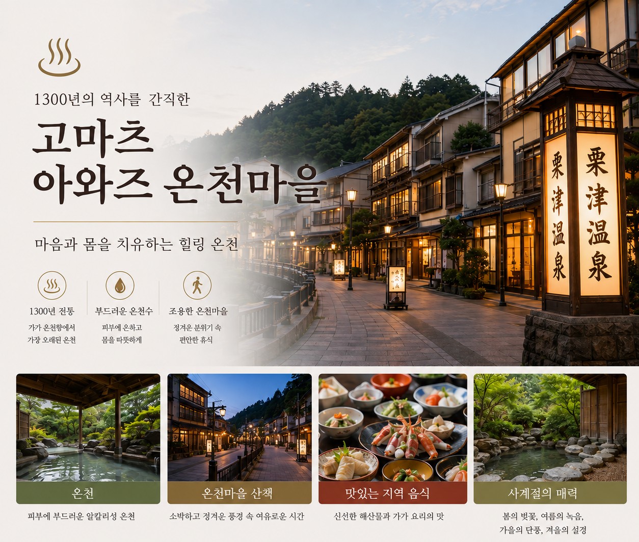 [고마츠] 상급 명문코스 라운드 - 아와즈 온천마을의 고즈넉한 료칸