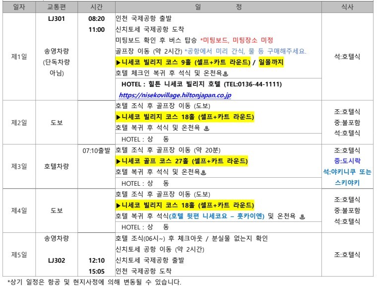 니세코힐튼 8월출발 - 진에어항공 4박5일 한정 특가패키지 (6/8 기준 업데이트)