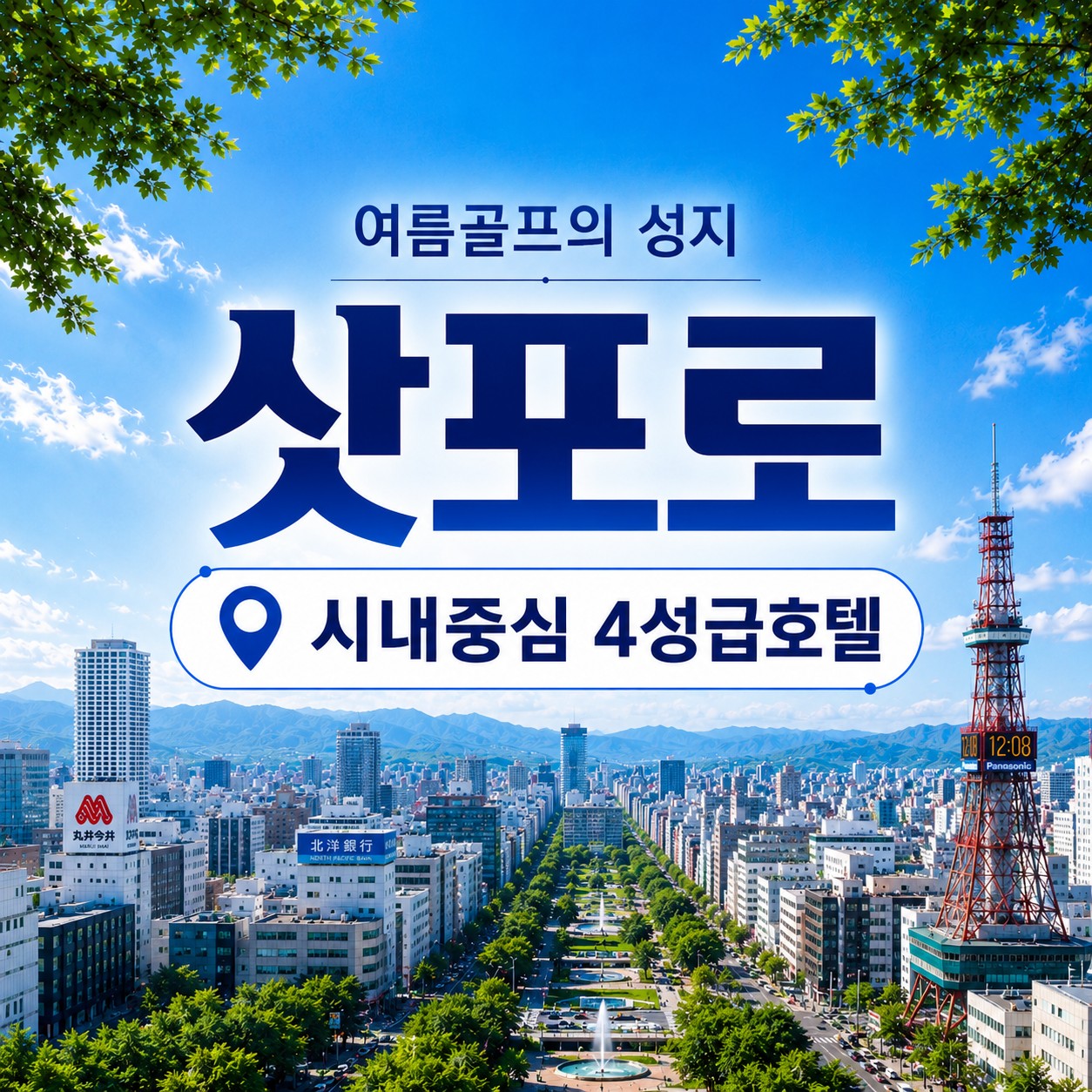 [삿포로] 시내중심 4성급 온천호텔 3색골프 패키지 - 삿포로시내 자유관광 OK