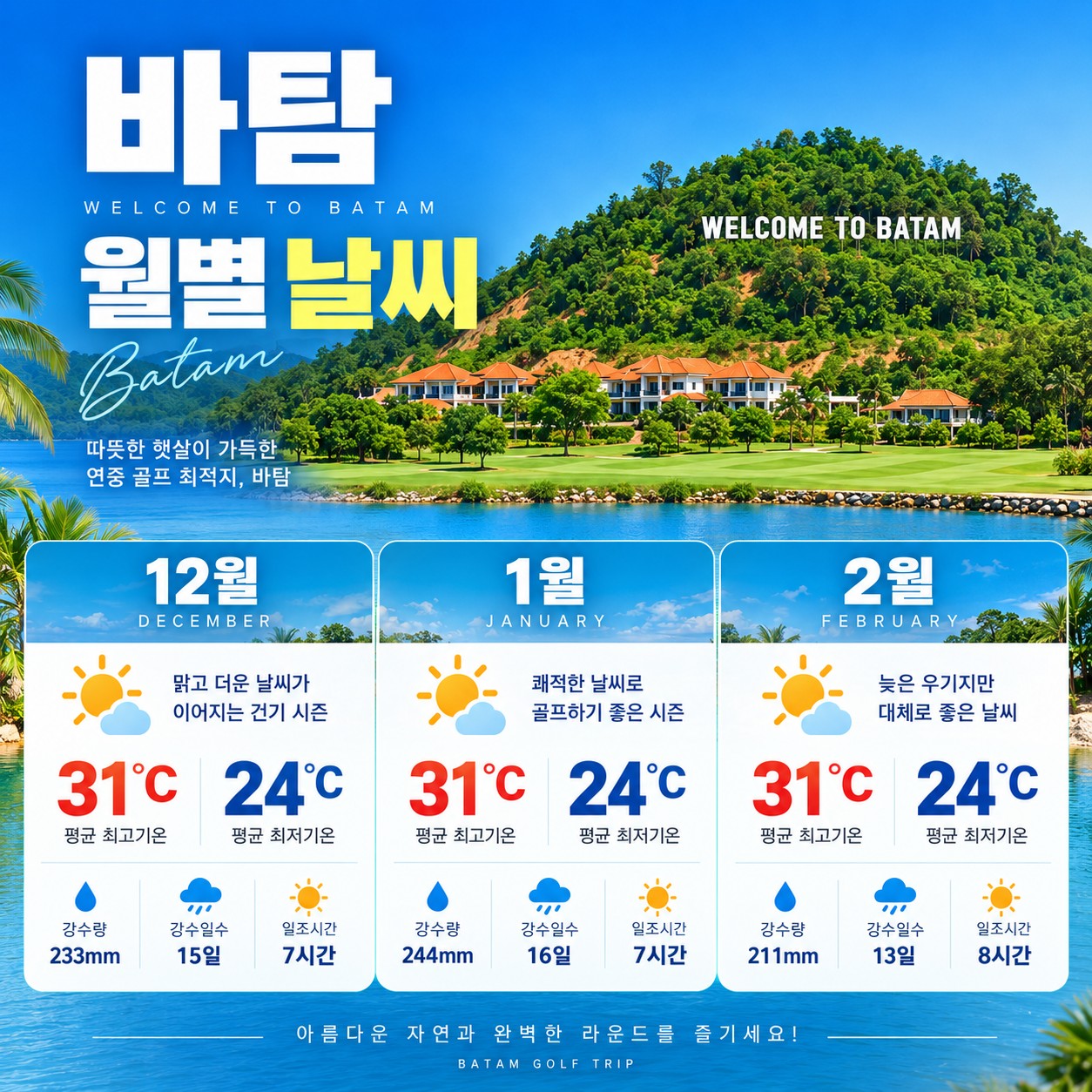 [인도네시아] 바탐 시내호텔 무제한라운드 - 자유관광OK (골프끝나고 야시장)