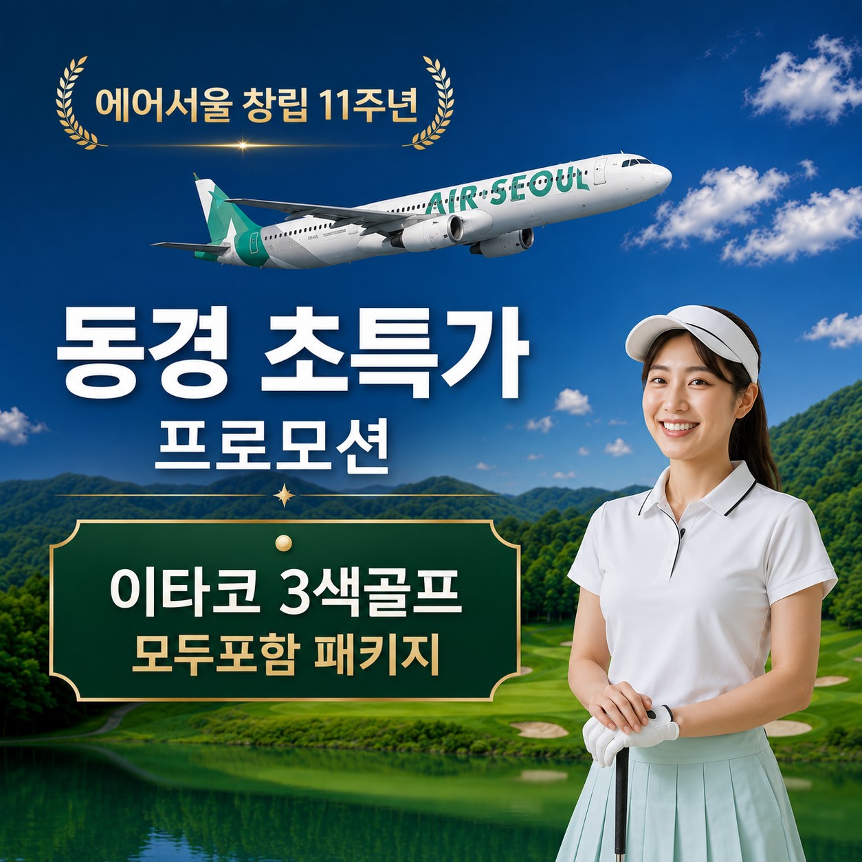 이타코 3색골프 모두포함 패키지 - 에어서울 특가 프로모션 (주중 체류일 9H 서비스)