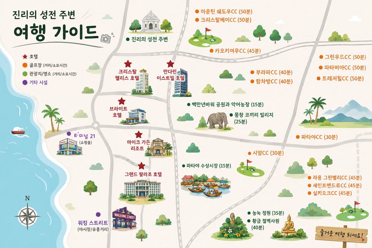 파타비아 / 그린우드 / 트레저힐 - 매일 27H 실속골프 3색라운드 (파타야시내 준 5성급호텔)