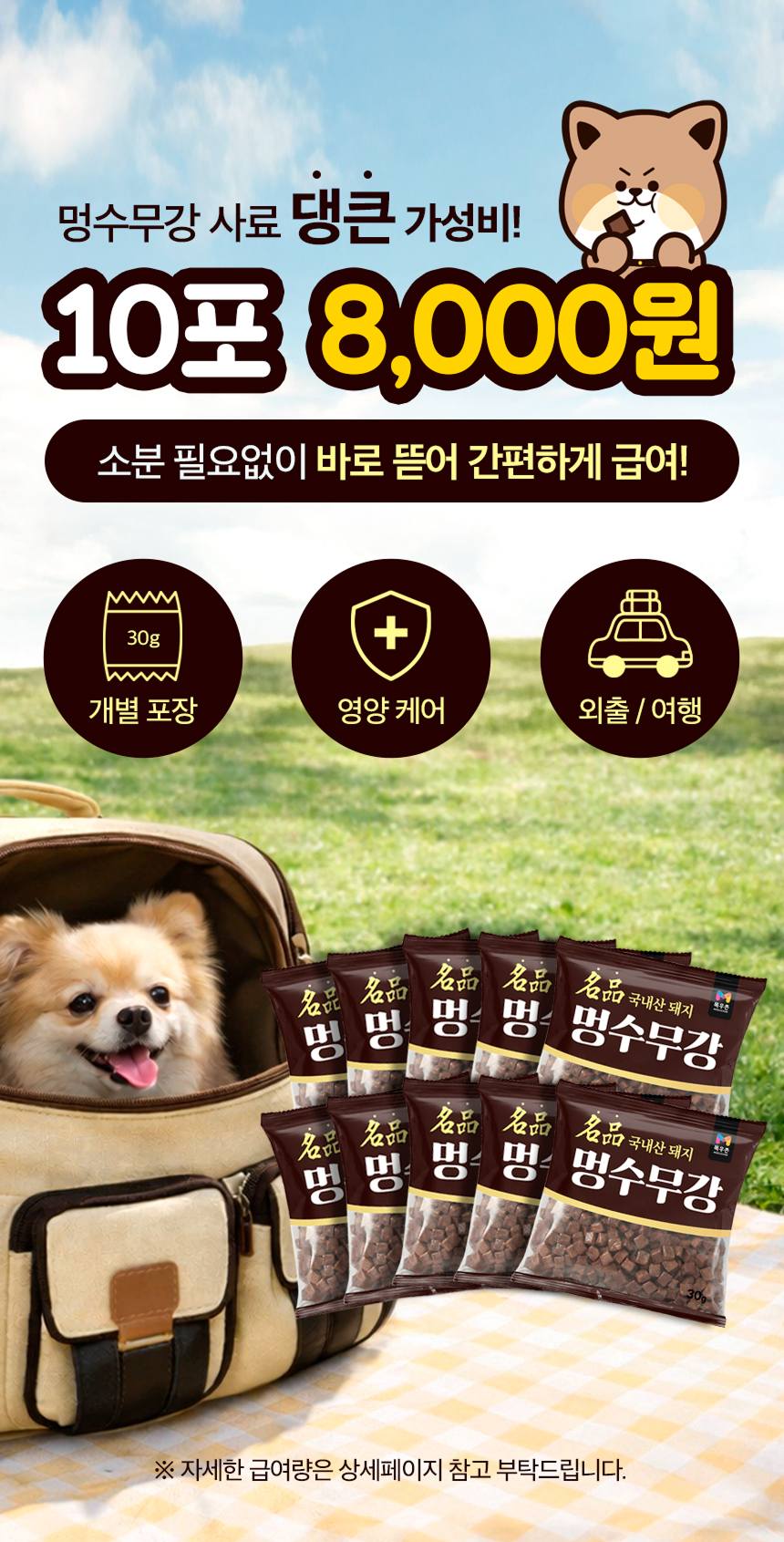 [여행용 패키지] 돼지고기 기능성 소프트사료 30g*10팩
