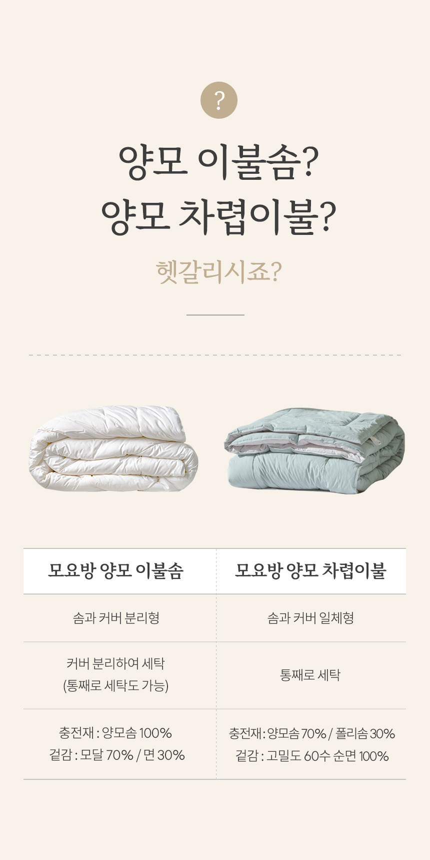 따뜻한 양모 차렵이불 (SS, Q) 3colors