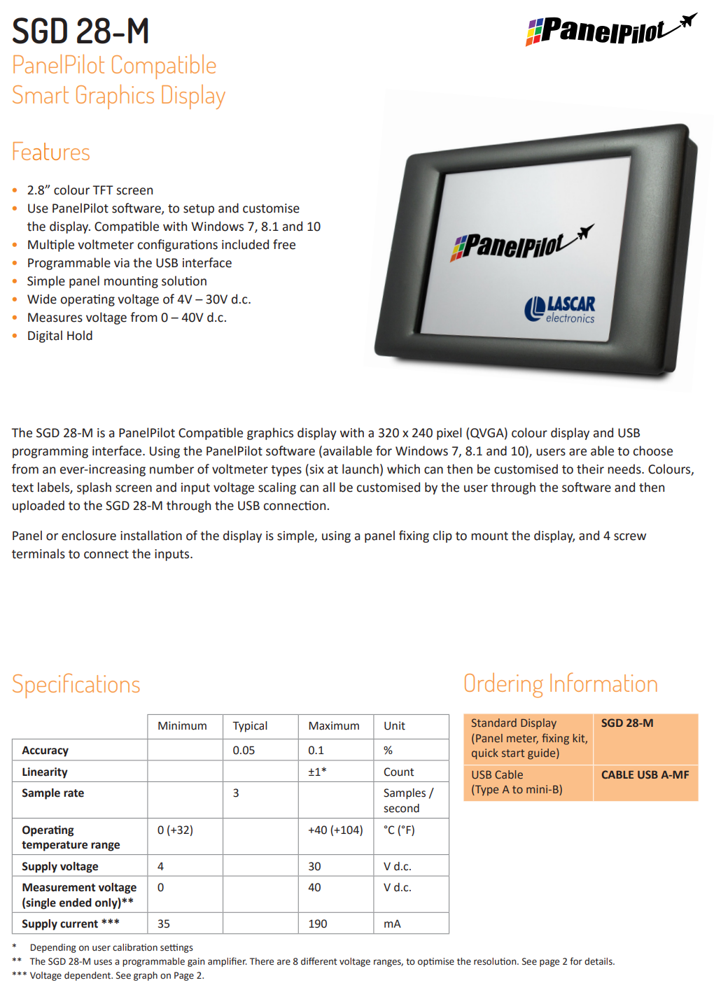 패널파일럿 LASCAR PanelPilot M / SGD 28-M