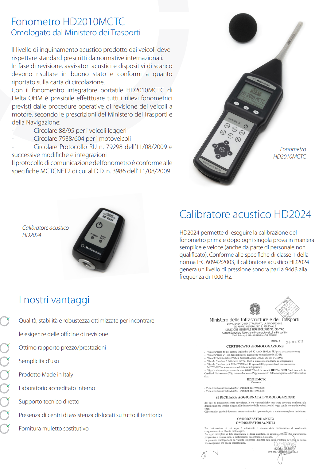 자동차 소음 측정기/차량 소음 배출 검사 Senseca DeltaOHM HD2010MCTC