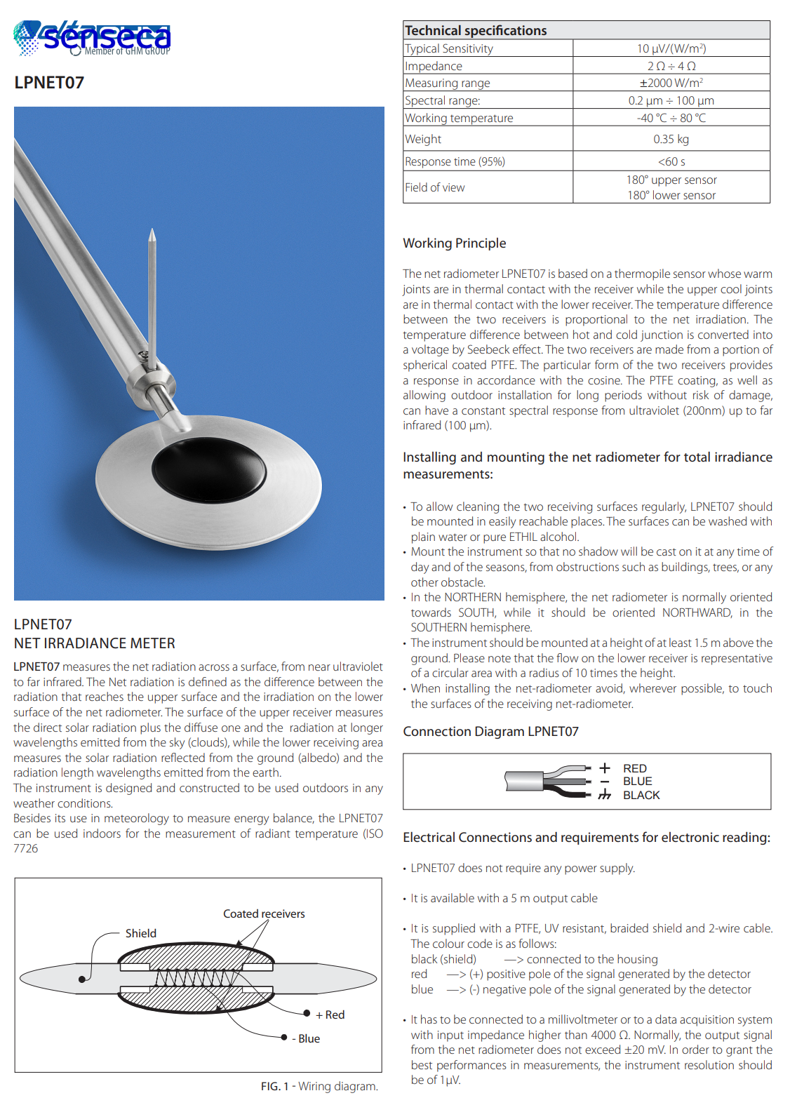 순 일사량 측정기 Senseca DeltaOHM LPNET07