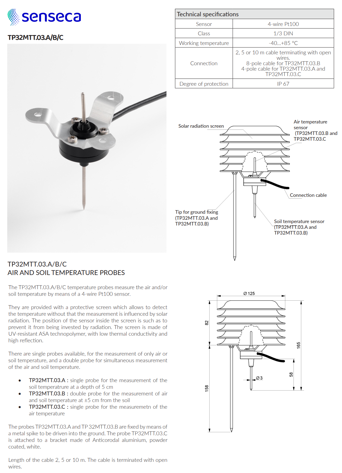 토양 온도 프로브 Senseca DeltaOHM TP32MTT.03.A