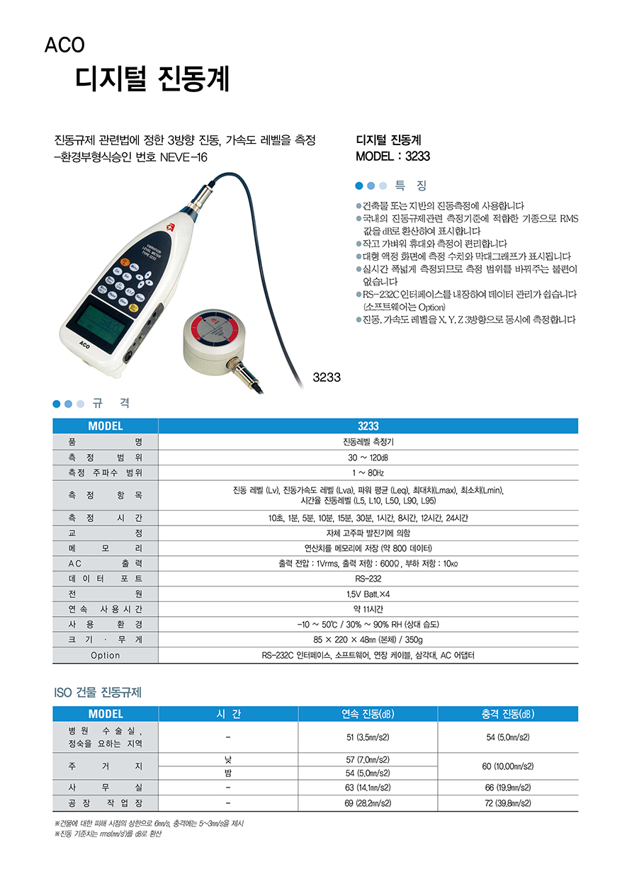 디지털진동계 ACO 3233