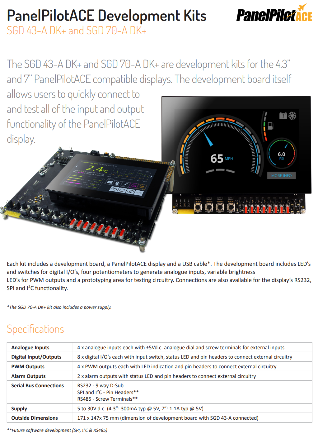 SGD 70-A용 개발 키트 LASCAR PanelPilot SGD 70-A DK+