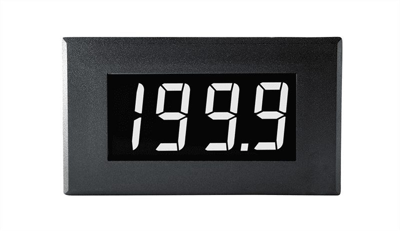 흰색 숫자가 표시된 대형 200mV 단일 레일 전압계 LASCAR Panel Meters / DPM 950S-EB-W