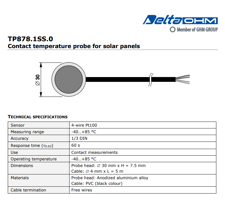 태양광 패널용 접촉식 프로브 Senseca DeltaOHML TP878.1SS.O