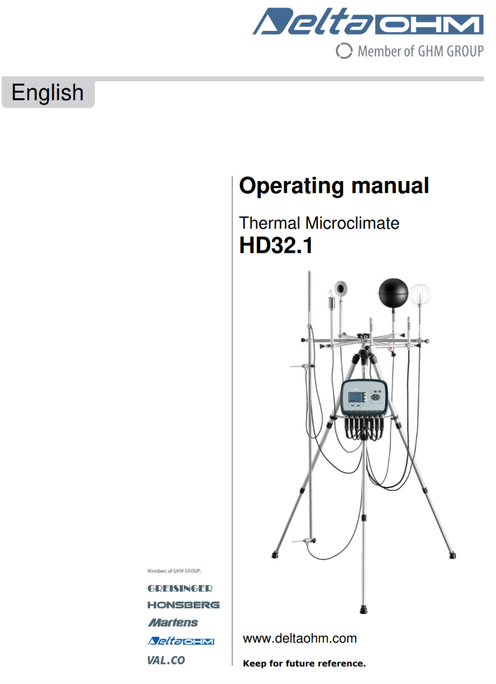 열 미기후 데이터 로거 Senseca DeltaOHM HD32.1
