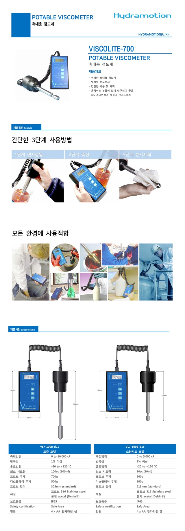 휴대용점도계 HYDRAMOTION VISCOLITE