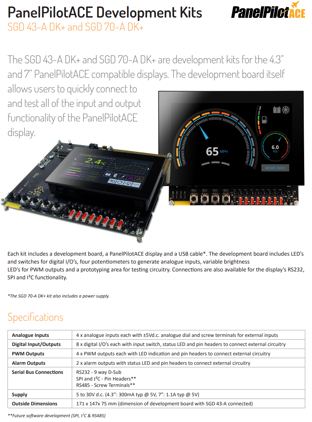SGD 43-A용 개발 키트 LASCAR PanelPilot SGD 43-A DK+
