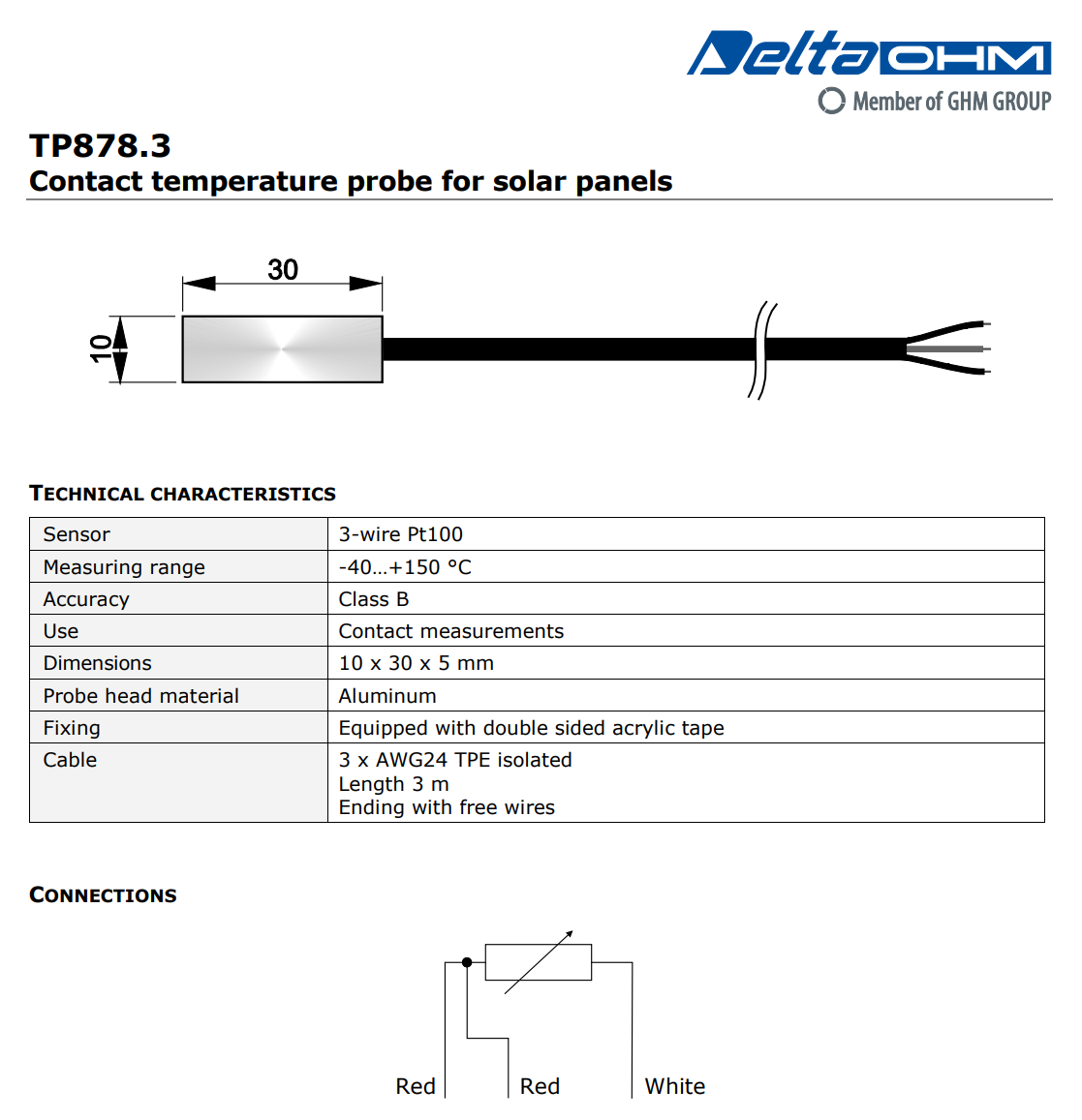태양광 패널용 접촉식 프로브 Senseca DeltaOHM TP878.3